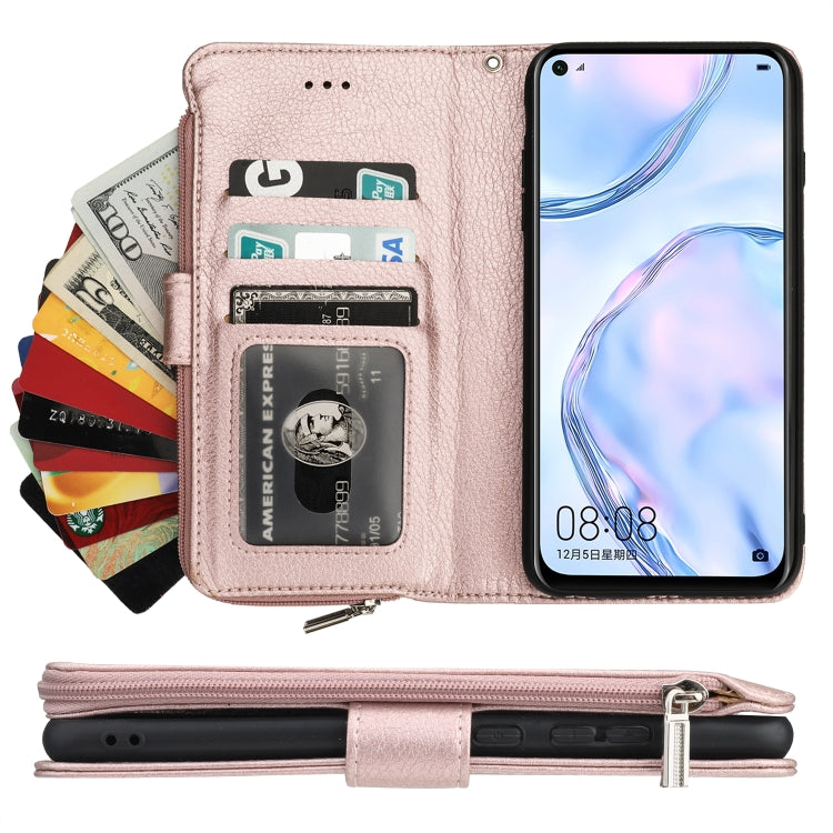 For Huawei P40 Lite / nova 6 SE Microfiber Zipper Horizontal Flip Leather Case
