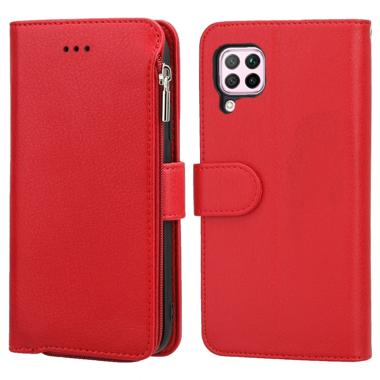 For Huawei P40 Lite / nova 6 SE Microfiber Zipper Horizontal Flip Leather Case