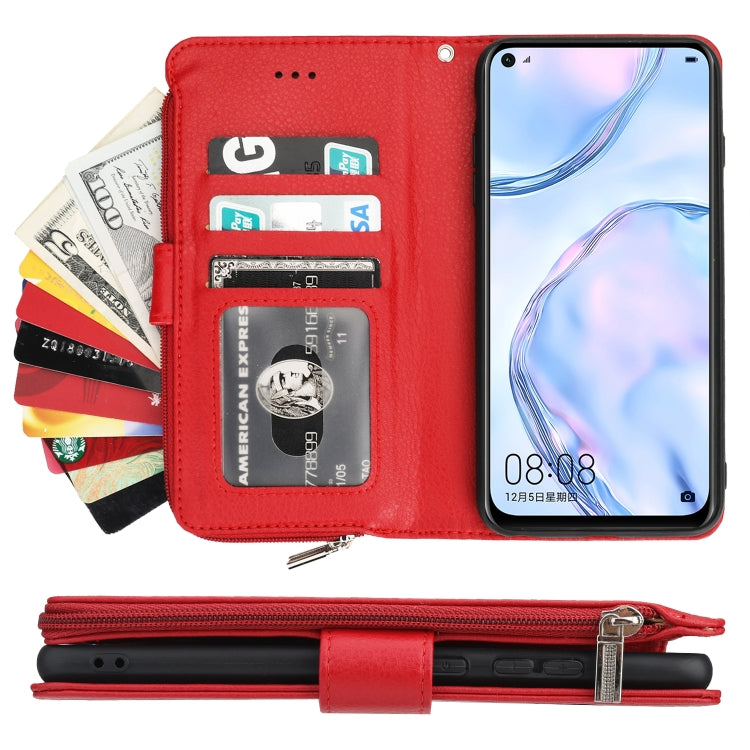 For Huawei P40 Lite / nova 6 SE Microfiber Zipper Horizontal Flip Leather Case