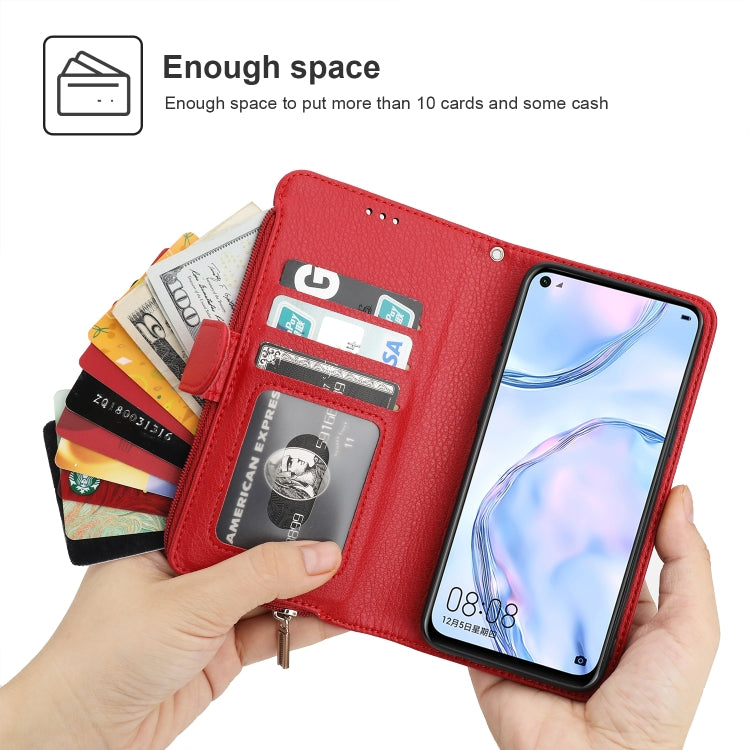 For Huawei P40 Lite / nova 6 SE Microfiber Zipper Horizontal Flip Leather Case