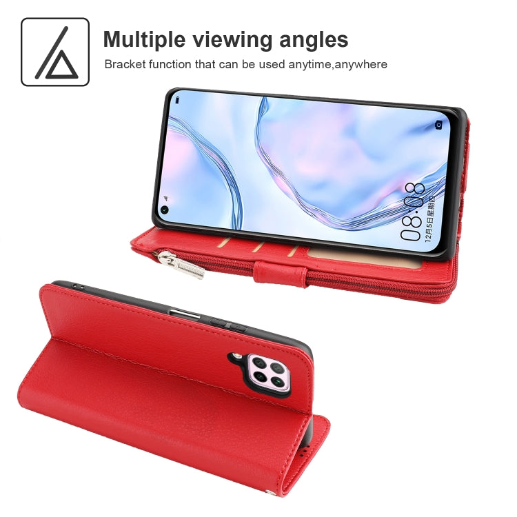 For Huawei P40 Lite / nova 6 SE Microfiber Zipper Horizontal Flip Leather Case