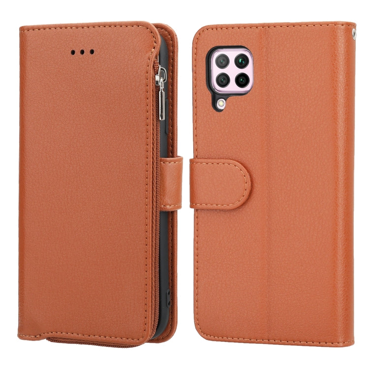 For Huawei P40 Lite / nova 6 SE Microfiber Zipper Horizontal Flip Leather Case