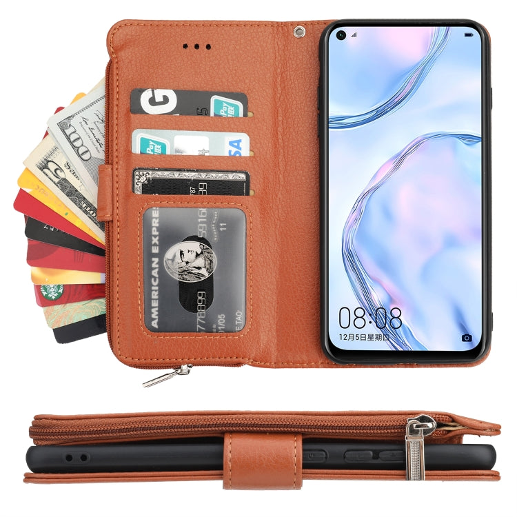 For Huawei P40 Lite / nova 6 SE Microfiber Zipper Horizontal Flip Leather Case