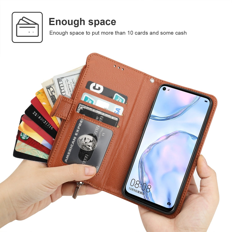 For Huawei P40 Lite / nova 6 SE Microfiber Zipper Horizontal Flip Leather Case