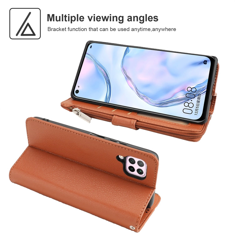 For Huawei P40 Lite / nova 6 SE Microfiber Zipper Horizontal Flip Leather Case