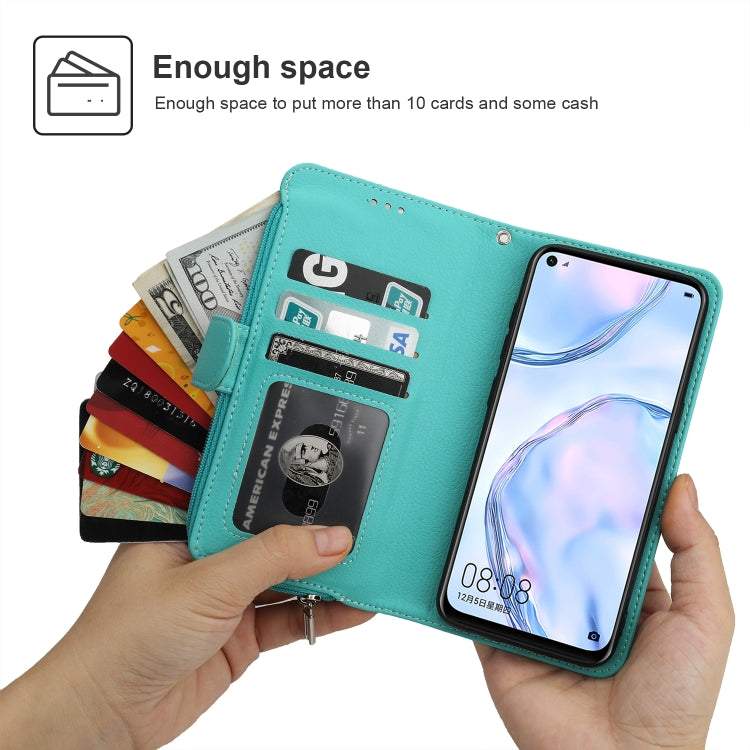For Huawei P40 Lite / nova 6 SE Microfiber Zipper Horizontal Flip Leather Case