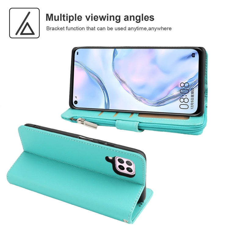 For Huawei P40 Lite / nova 6 SE Microfiber Zipper Horizontal Flip Leather Case