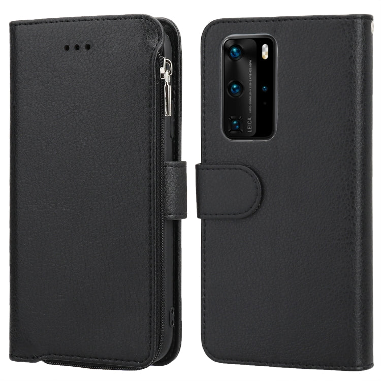 For Huawei P40 Pro / P40 Pro+ Microfiber Zipper Horizontal Flip Leather Case
