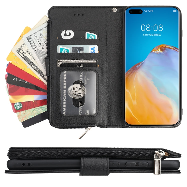 For Huawei P40 Pro / P40 Pro+ Microfiber Zipper Horizontal Flip Leather Case