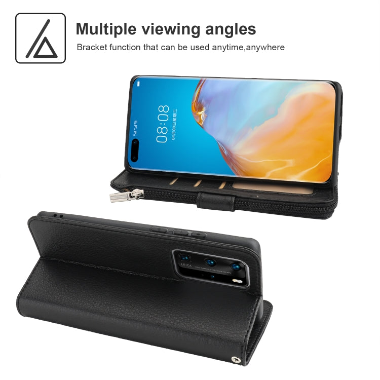 For Huawei P40 Pro / P40 Pro+ Microfiber Zipper Horizontal Flip Leather Case