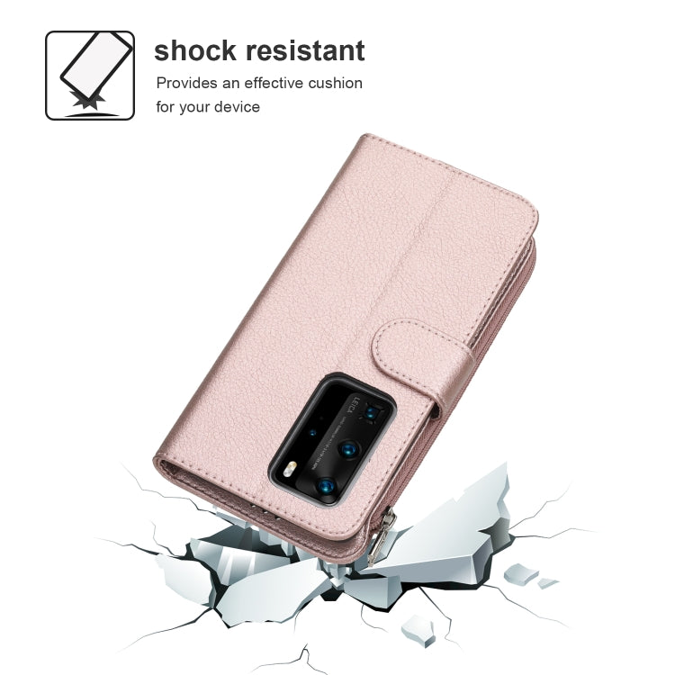 For Huawei P40 Pro / P40 Pro+ Microfiber Zipper Horizontal Flip Leather Case