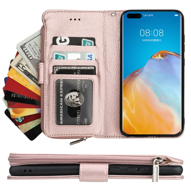 For Huawei P40 Pro / P40 Pro+ Microfiber Zipper Horizontal Flip Leather Case