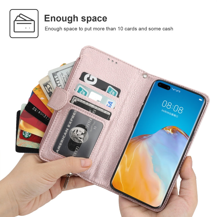For Huawei P40 Pro / P40 Pro+ Microfiber Zipper Horizontal Flip Leather Case