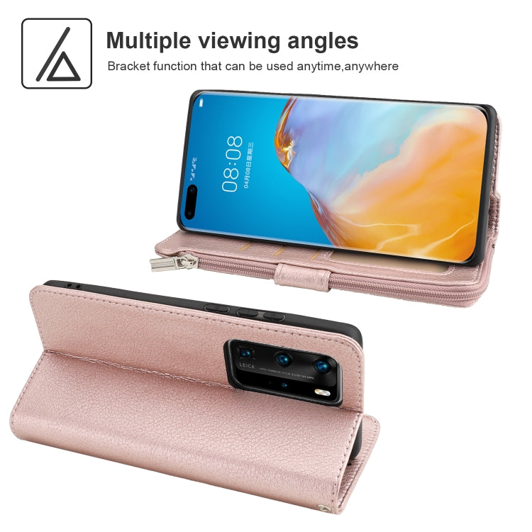 For Huawei P40 Pro / P40 Pro+ Microfiber Zipper Horizontal Flip Leather Case