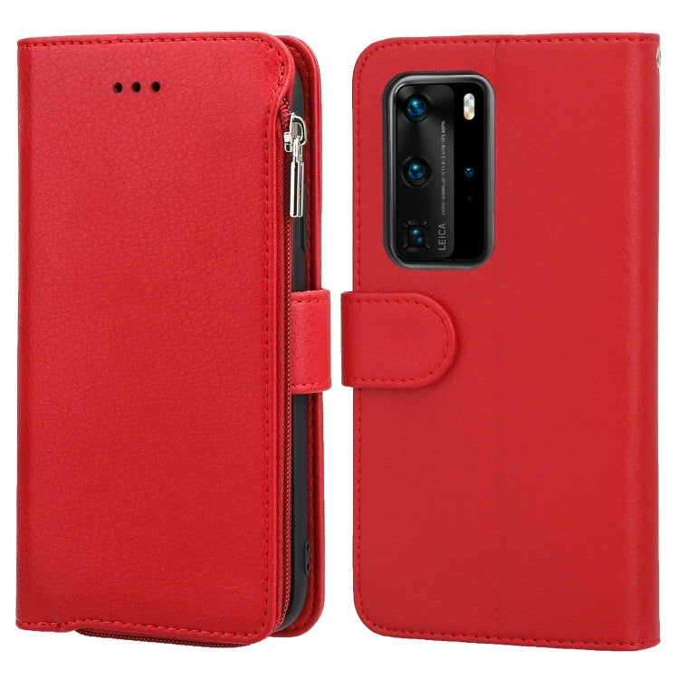 For Huawei P40 Pro / P40 Pro+ Microfiber Zipper Horizontal Flip Leather Case