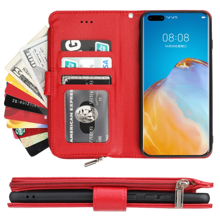 For Huawei P40 Pro / P40 Pro+ Microfiber Zipper Horizontal Flip Leather Case