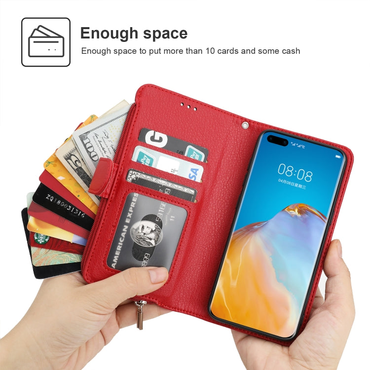 For Huawei P40 Pro / P40 Pro+ Microfiber Zipper Horizontal Flip Leather Case
