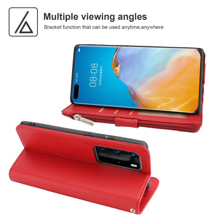 For Huawei P40 Pro / P40 Pro+ Microfiber Zipper Horizontal Flip Leather Case