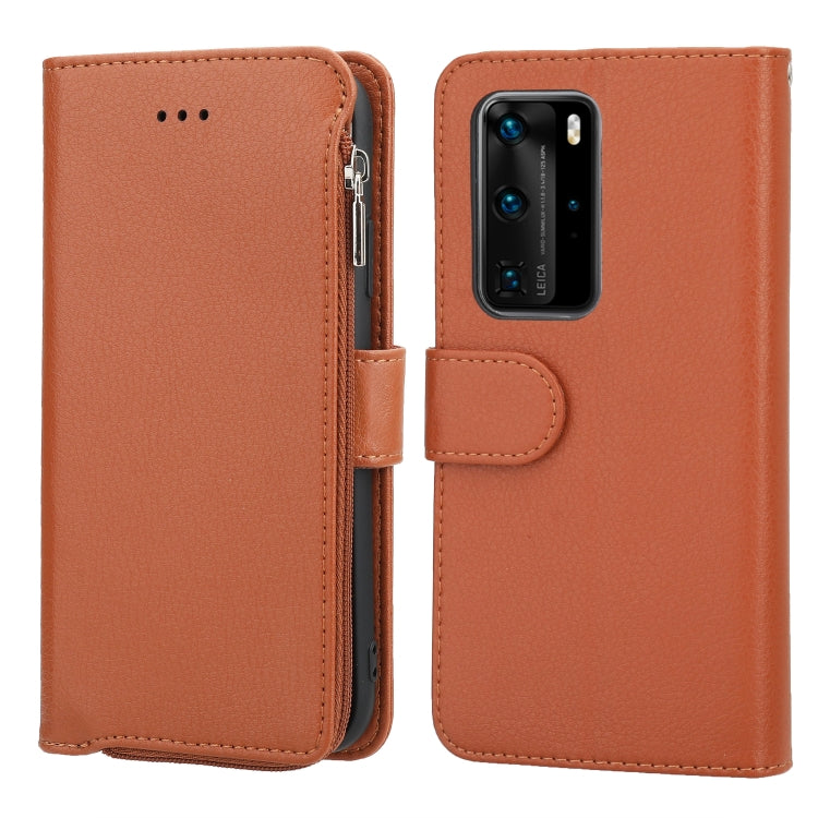 For Huawei P40 Pro / P40 Pro+ Microfiber Zipper Horizontal Flip Leather Case