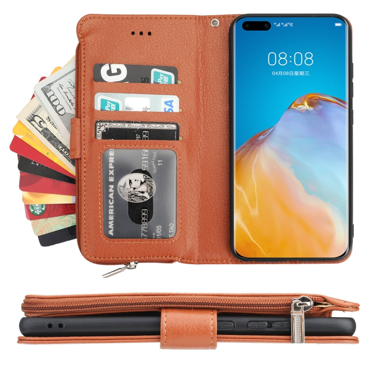 For Huawei P40 Pro / P40 Pro+ Microfiber Zipper Horizontal Flip Leather Case