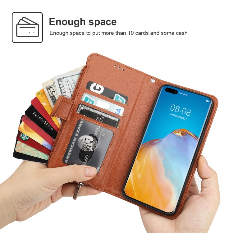 For Huawei P40 Pro / P40 Pro+ Microfiber Zipper Horizontal Flip Leather Case
