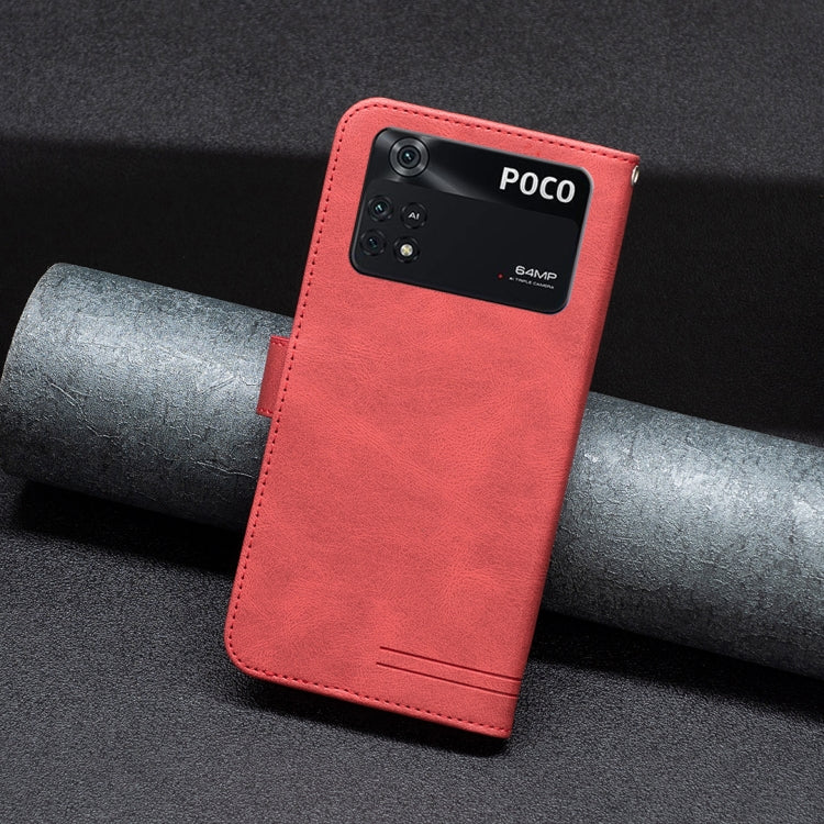 For Xiaomi Poco M4 Pro BF09 Magnetic Buckle RFID Flip Leather Phone Case