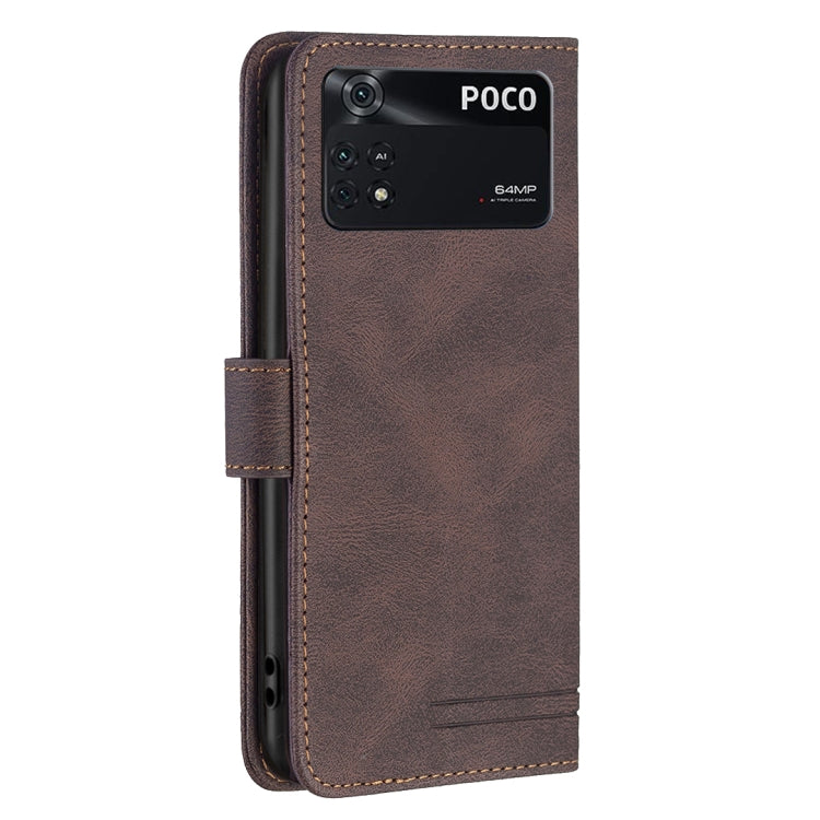 For Xiaomi Poco M4 Pro BF09 Magnetic Buckle RFID Flip Leather Phone Case