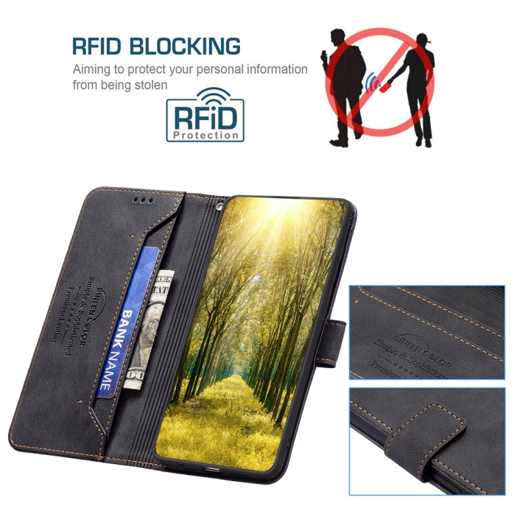For Xiaomi Poco M4 Pro BF09 Magnetic Buckle RFID Flip Leather Phone Case