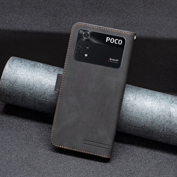For Xiaomi Poco M4 Pro BF09 Magnetic Buckle RFID Flip Leather Phone Case
