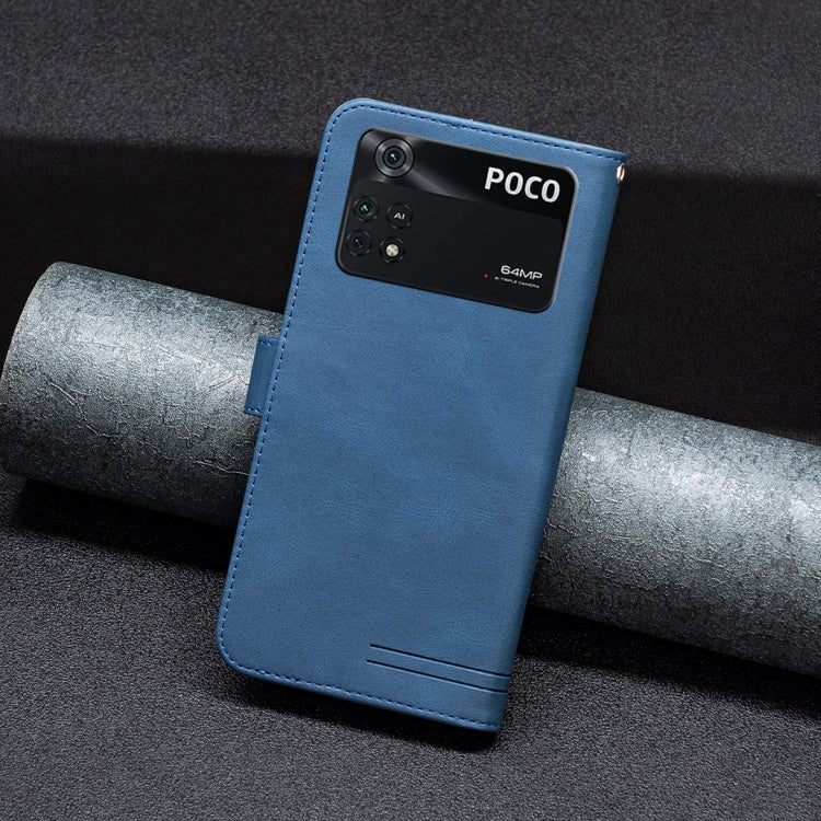 For Xiaomi Poco M4 Pro BF09 Magnetic Buckle RFID Flip Leather Phone Case