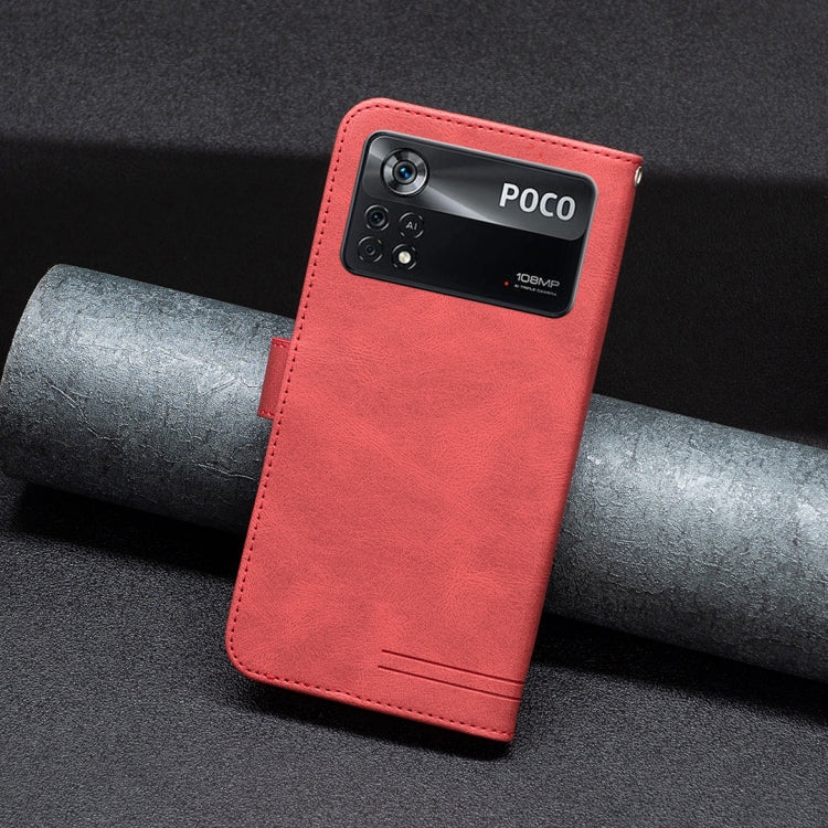 For Xiaomi Poco M4 Pro 5G BF09 Magnetic Buckle RFID Flip Leather Phone Case