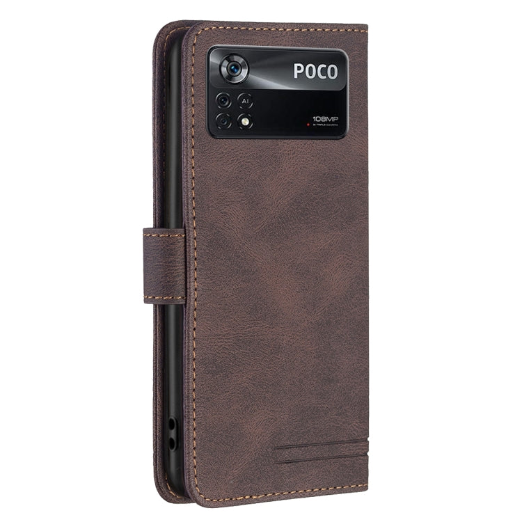 For Xiaomi Poco M4 Pro 5G BF09 Magnetic Buckle RFID Flip Leather Phone Case