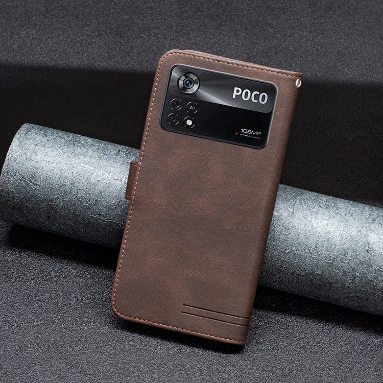 For Xiaomi Poco M4 Pro 5G BF09 Magnetic Buckle RFID Flip Leather Phone Case