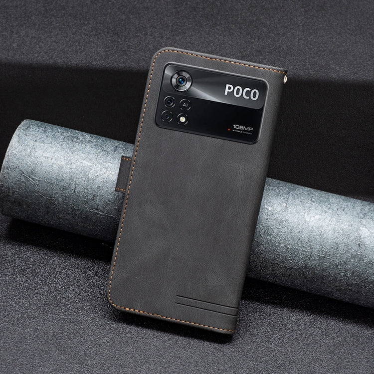 For Xiaomi Poco M4 Pro 5G BF09 Magnetic Buckle RFID Flip Leather Phone Case