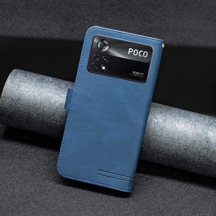 For Xiaomi Poco M4 Pro 5G BF09 Magnetic Buckle RFID Flip Leather Phone Case