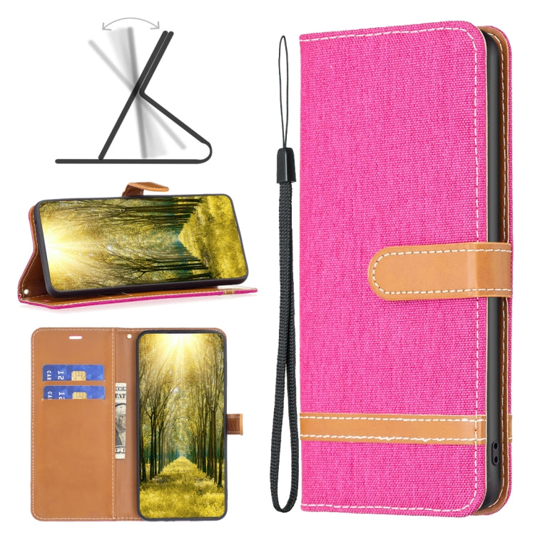 For Xiaomi Poco M4 Pro Color Block Denim Texture Leather Phone Case