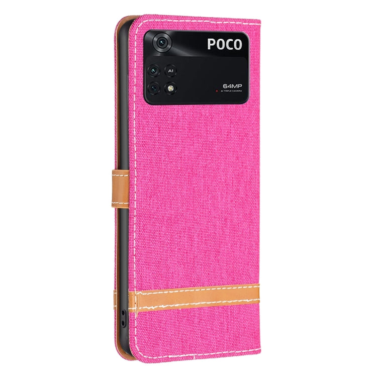 For Xiaomi Poco M4 Pro Color Block Denim Texture Leather Phone Case