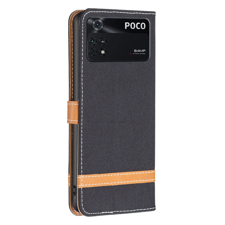 For Xiaomi Poco M4 Pro Color Block Denim Texture Leather Phone Case