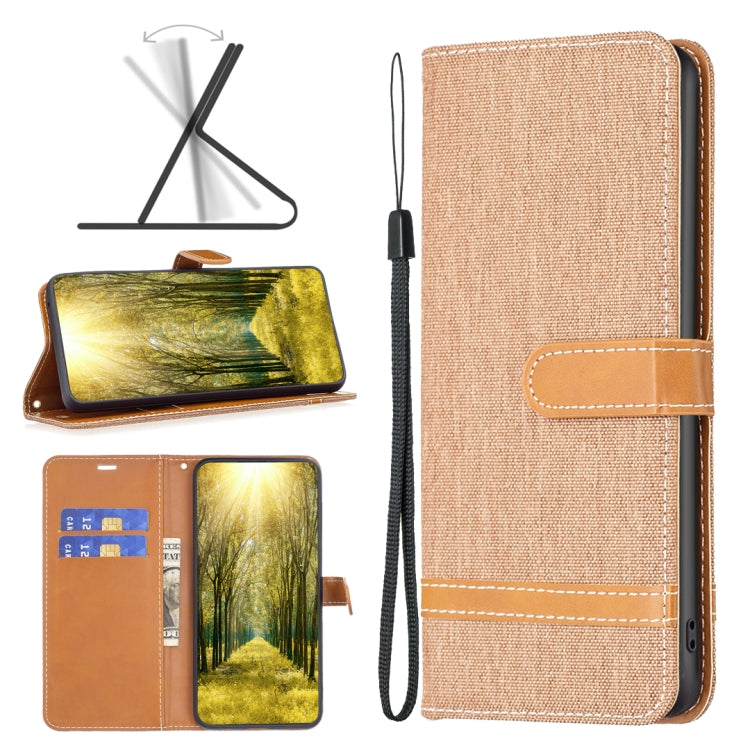 For Xiaomi Poco M4 Pro 5G Color Block Denim Texture Leather Phone Case
