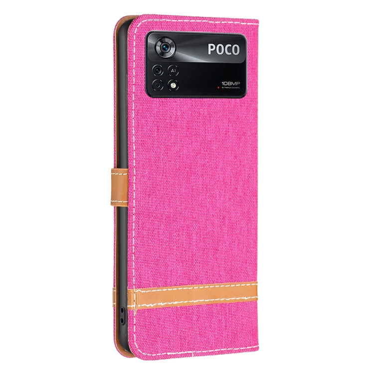 For Xiaomi Poco M4 Pro 5G Color Block Denim Texture Leather Phone Case