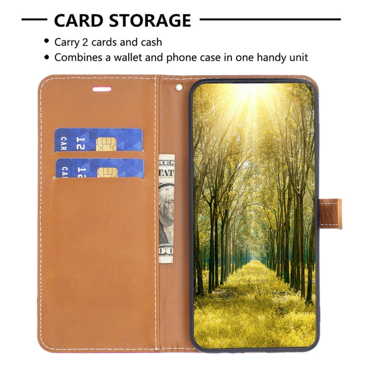 For Xiaomi Poco M4 Pro 5G Color Block Denim Texture Leather Phone Case