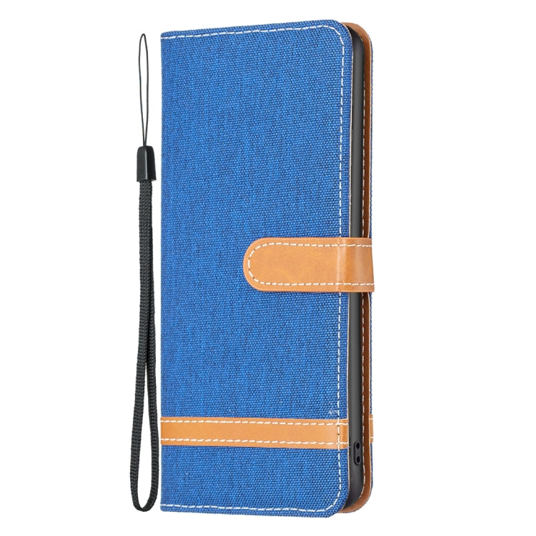 For Xiaomi Poco M4 Pro 5G Color Block Denim Texture Leather Phone Case