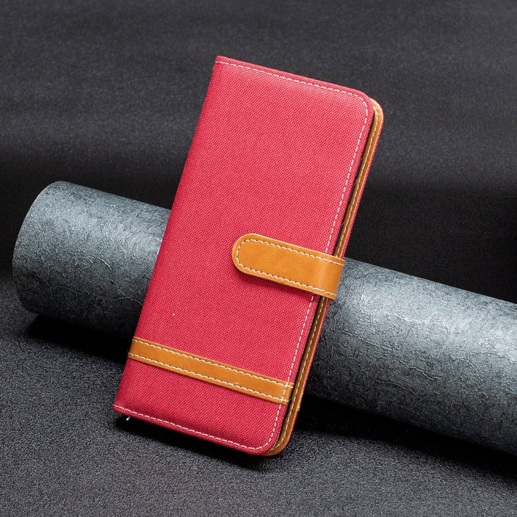 For Xiaomi Poco M4 Pro 5G Color Block Denim Texture Leather Phone Case