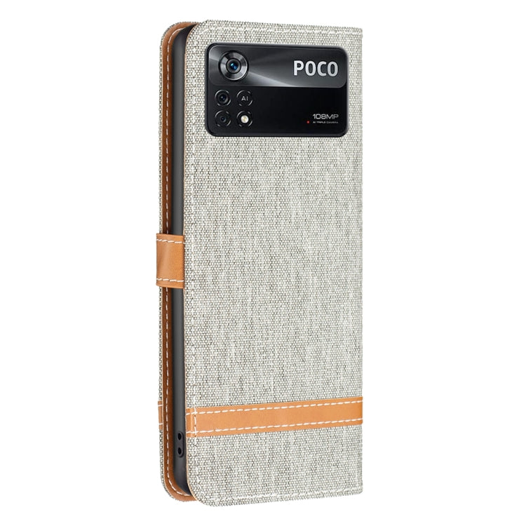 For Xiaomi Poco M4 Pro 5G Color Block Denim Texture Leather Phone Case