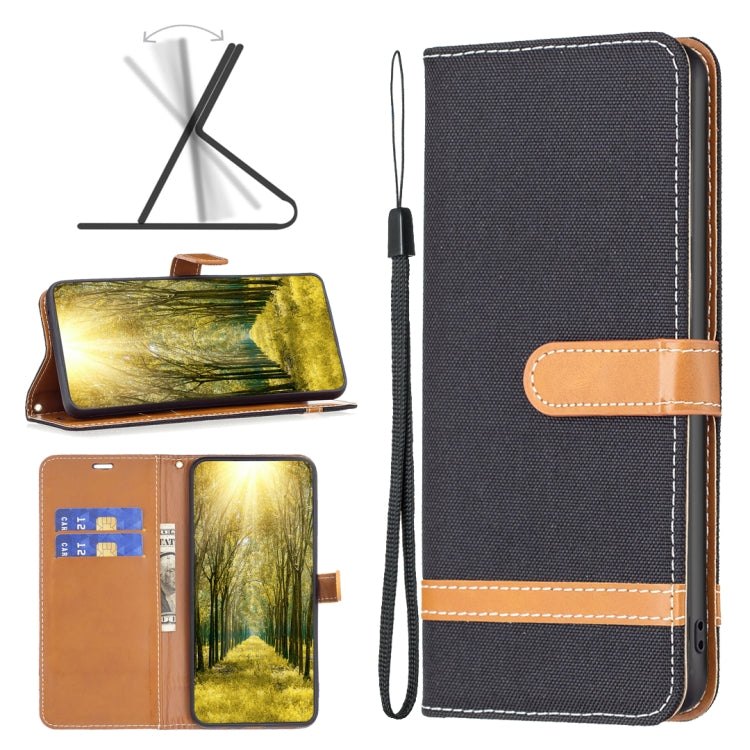For Xiaomi Poco M4 Pro 5G Color Block Denim Texture Leather Phone Case
