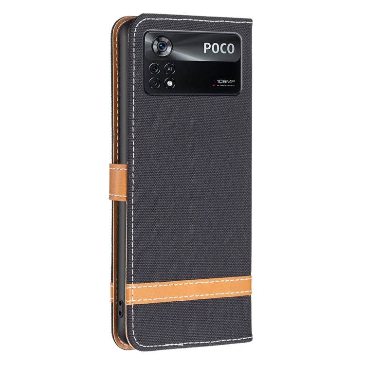 For Xiaomi Poco M4 Pro 5G Color Block Denim Texture Leather Phone Case