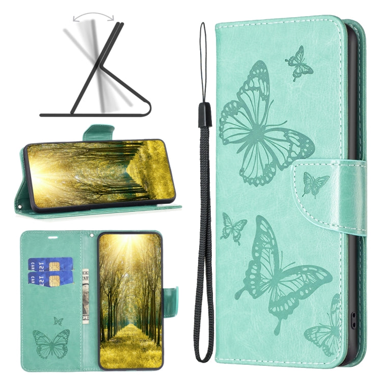 For Xiaomi Poco M4 Pro 5G Two Butterflies Embossing Leather Phone Case