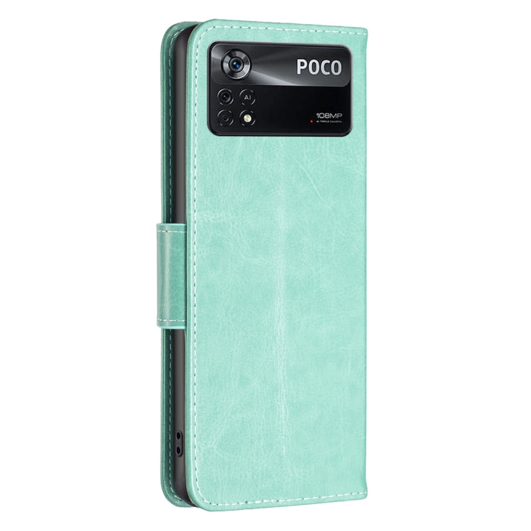 For Xiaomi Poco M4 Pro 5G Two Butterflies Embossing Leather Phone Case