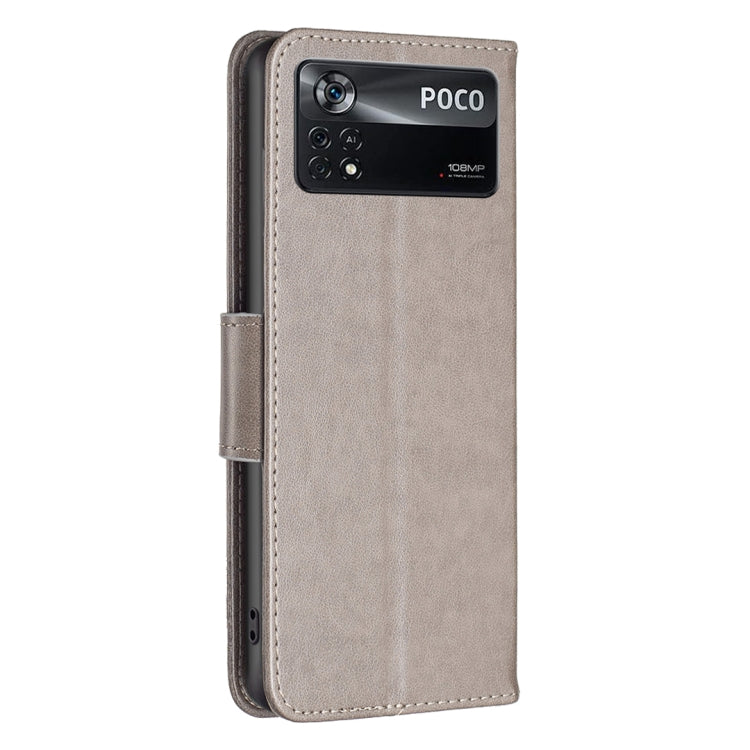 For Xiaomi Poco M4 Pro 5G Two Butterflies Embossing Leather Phone Case
