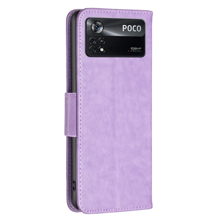 For Xiaomi Poco M4 Pro 5G Two Butterflies Embossing Leather Phone Case